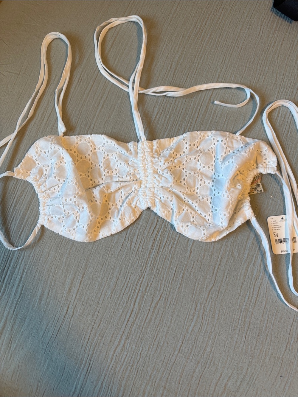 Free People White Eyelet Bustier Crop Top